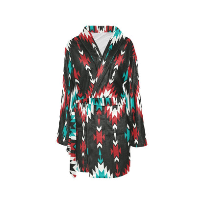 Native Pattern Print Design A08 Women's Fleece Robe