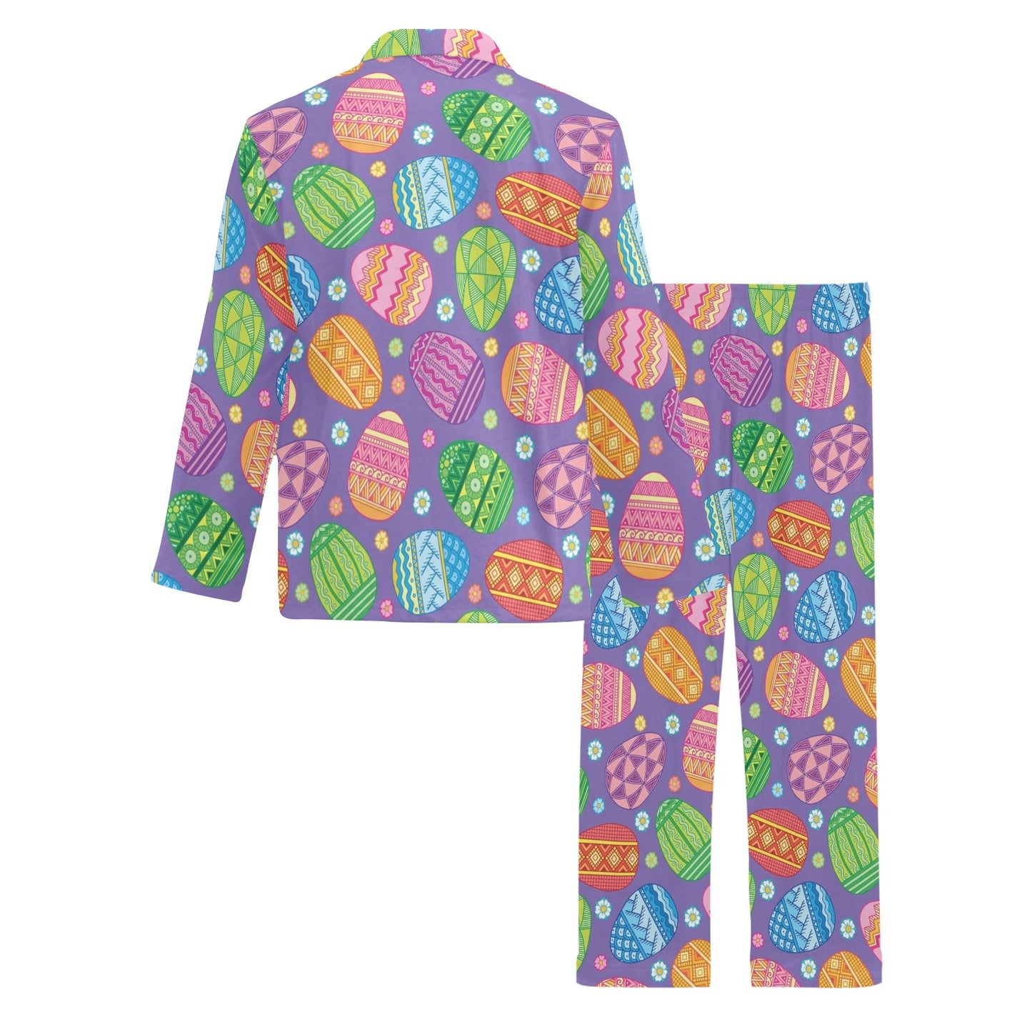 Easter Eggs Pattern Print Design RB010 Men's Long Pajama Set