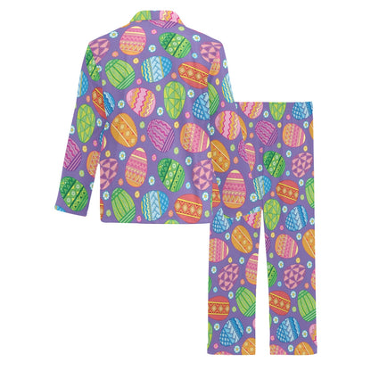 Easter Eggs Pattern Print Design RB010 Men's Long Pajama Set
