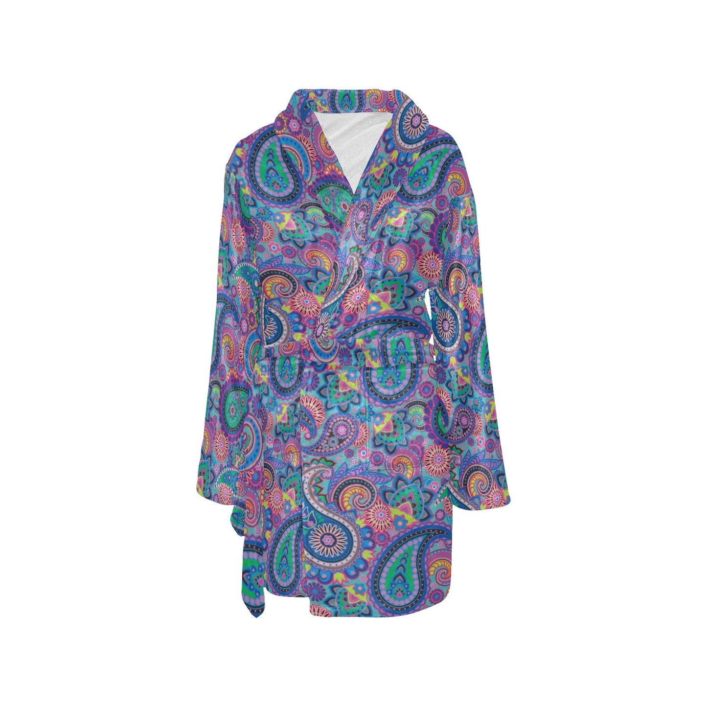 Paisley Colorful Pattern Print Design A02 Women's Fleece Robe