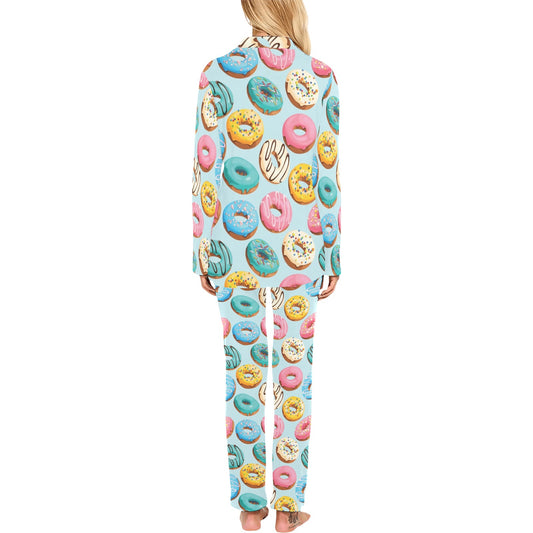 Donut Pattern Print Design DN05 Women's Long Pajama Set