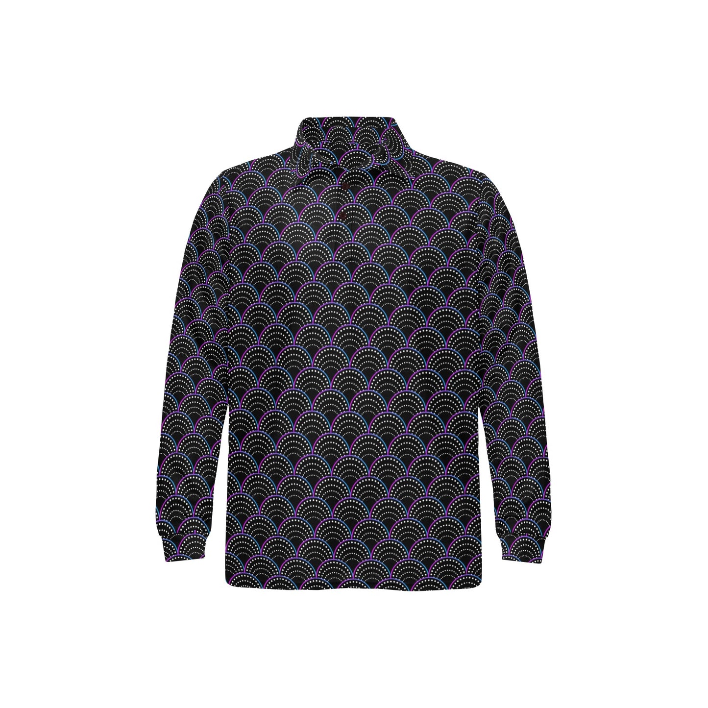 Mermaid Pattern Print Design 09 Long Sleeve Polo Shirt For Men's