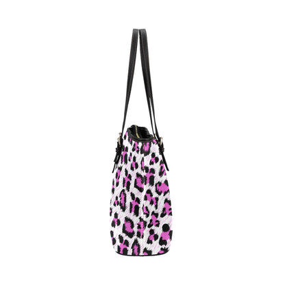 Leopard Pink Skin Print Leather Tote Bag