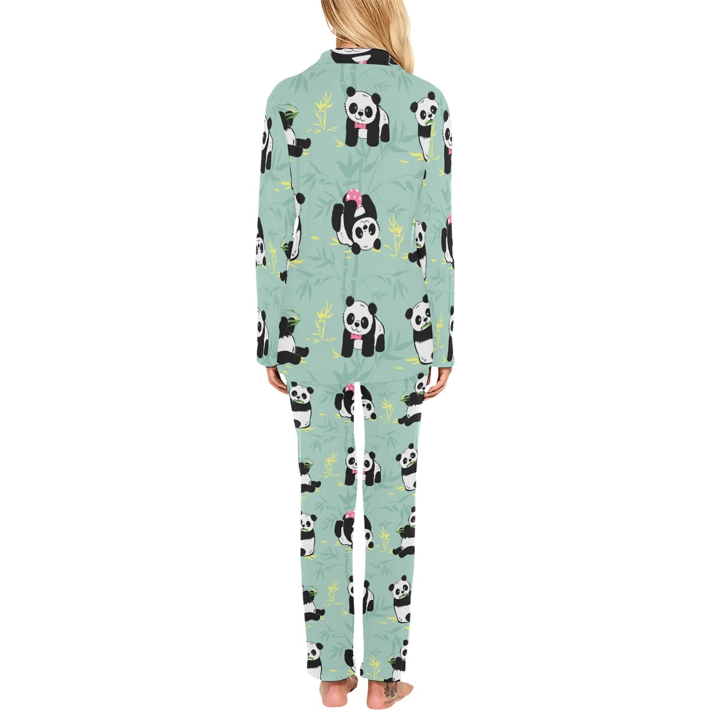 Panda Pattern Print Design A05 Women's Long Pajama Set