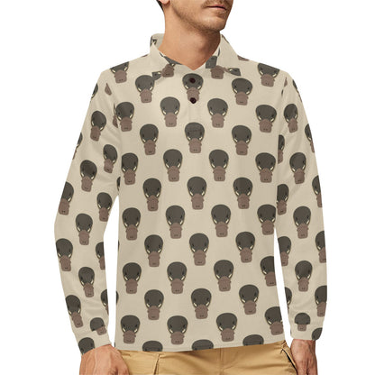 Platypus Pattern Print Design A03 Long Sleeve Polo Shirt For Men's