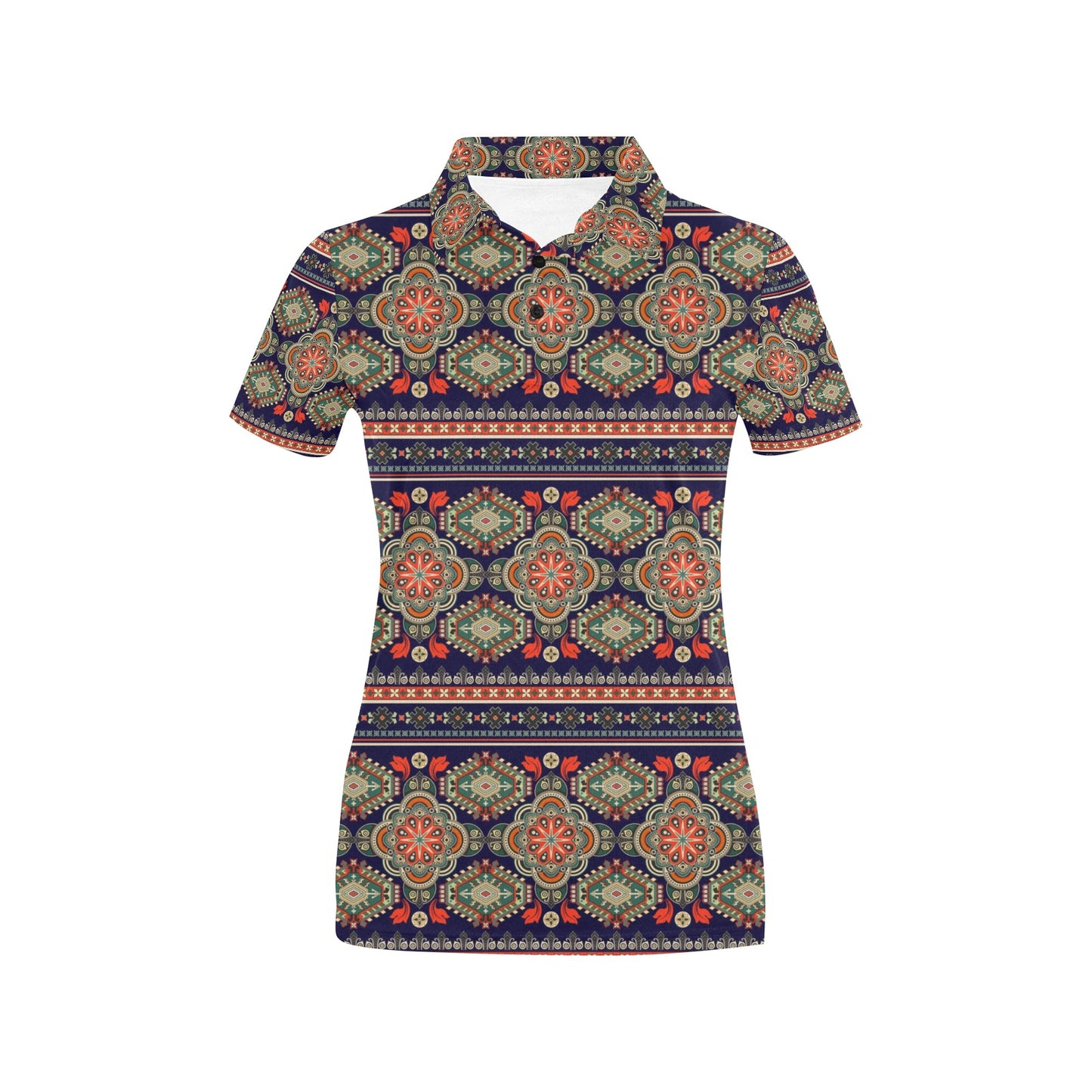 Ethnic Geometric Print Pattern Women's Polo Shirt