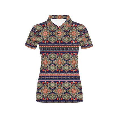 Ethnic Geometric Print Pattern Women's Polo Shirt