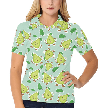 Avocado Pattern Print Design AC011 Women's Polo Shirt