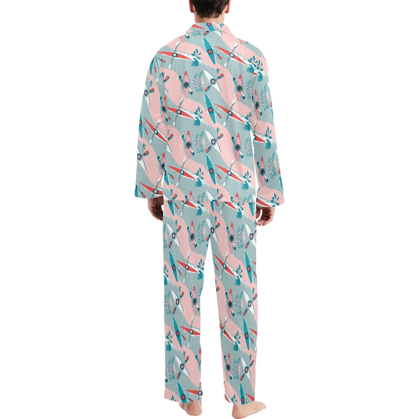 Kayak Pattern Print Design 05 Men's Long Pajama Set