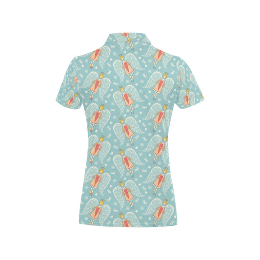Angel Pattern Print Design 01 Women's Polo Shirt