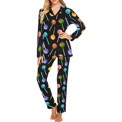 Lollipop Pattern Print Design LL04 Women's Long Pajama Set