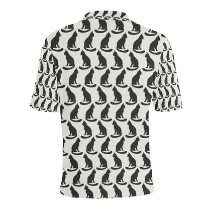 Black Cat Pattern Print Design 02 Men Polo Shirt