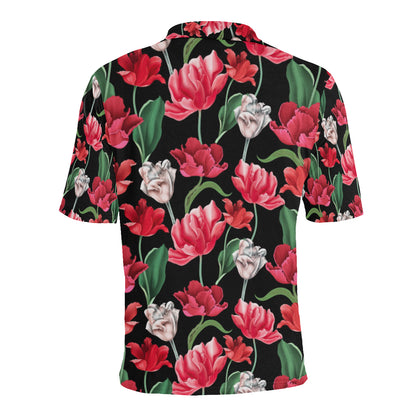 Tulip Pattern Print Design TP08 Men Polo Shirt