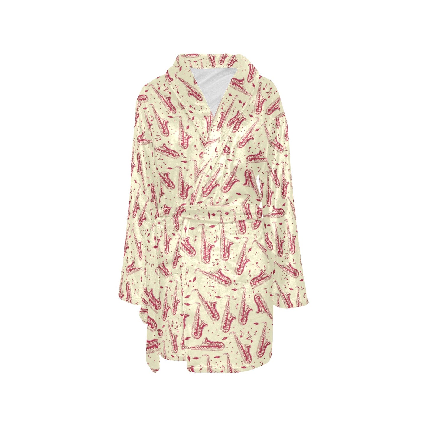 Saxophone Print Design LKS402 Women's Fleece Robe