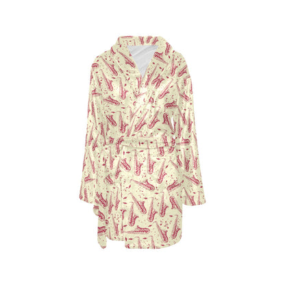 Saxophone Print Design LKS402 Women's Fleece Robe