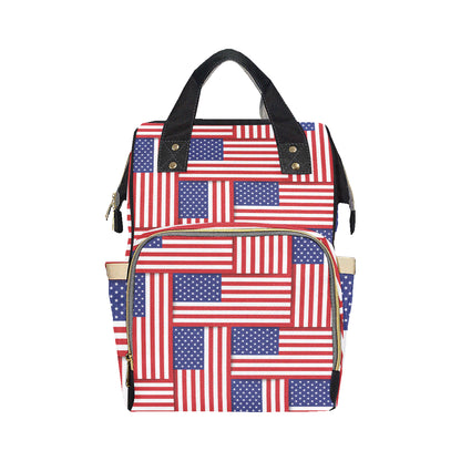 Patriotic US Flag Pattern Print Design A01 Diaper Bag Backpack