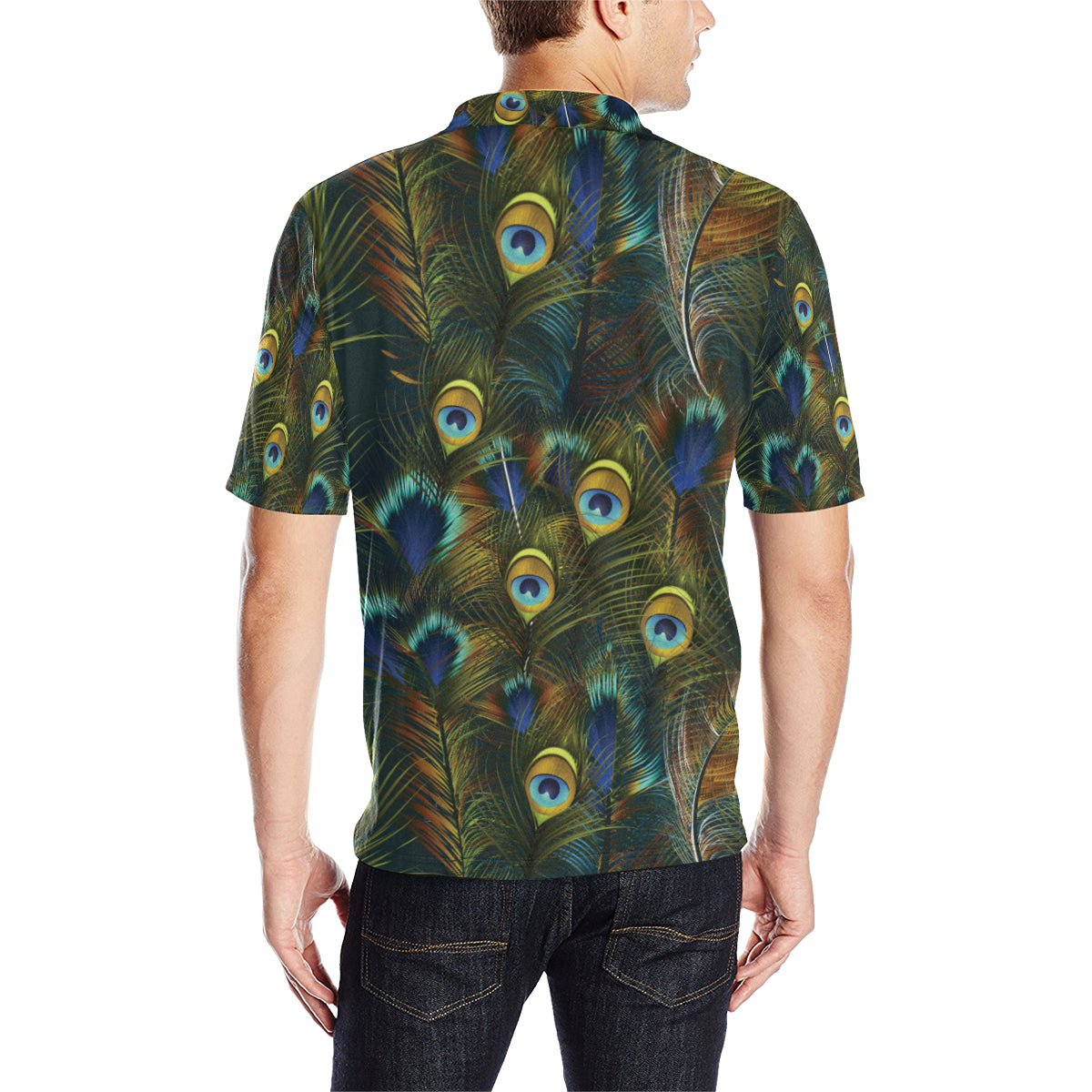 Peacock Feather Pattern Print Design A03 Men Polo Shirt