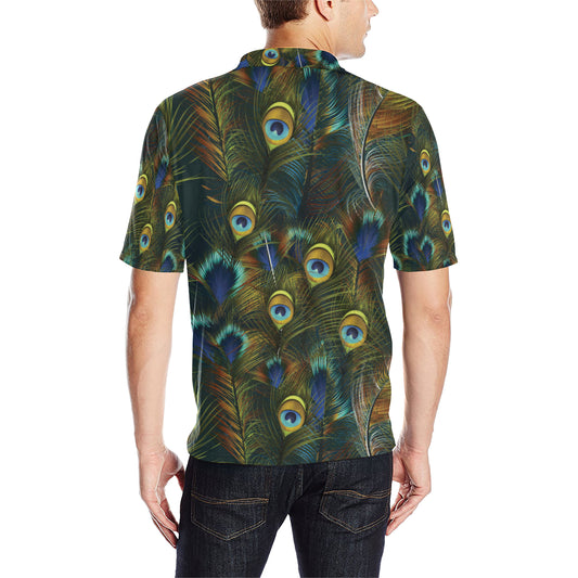 Peacock Feather Pattern Print Design A03 Men Polo Shirt