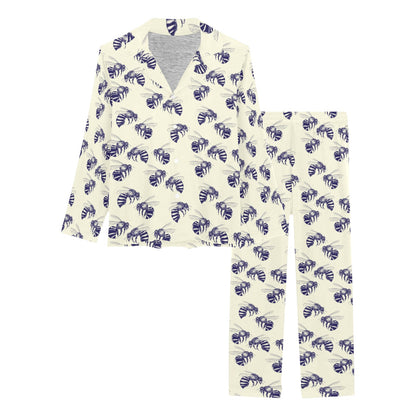 Bee Pattern Print Design 02 Women's Long Pajama Set