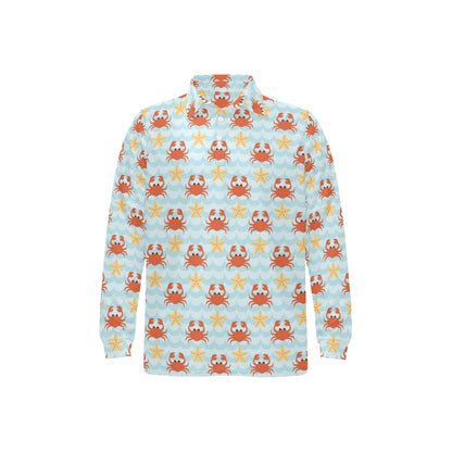 Crab Pattern Print Design 03 Long Sleeve Polo Shirt For Men's
