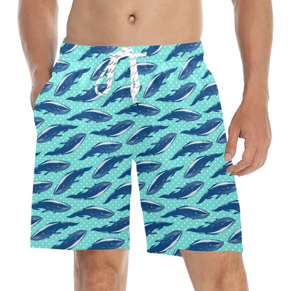 Whale Polka Dot Design Themed Print Men's Swim Trunks Beach Shorts
