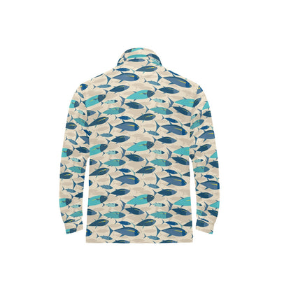 Tuna Fish Print Design LKS302 Long Sleeve Polo Shirt For Men's