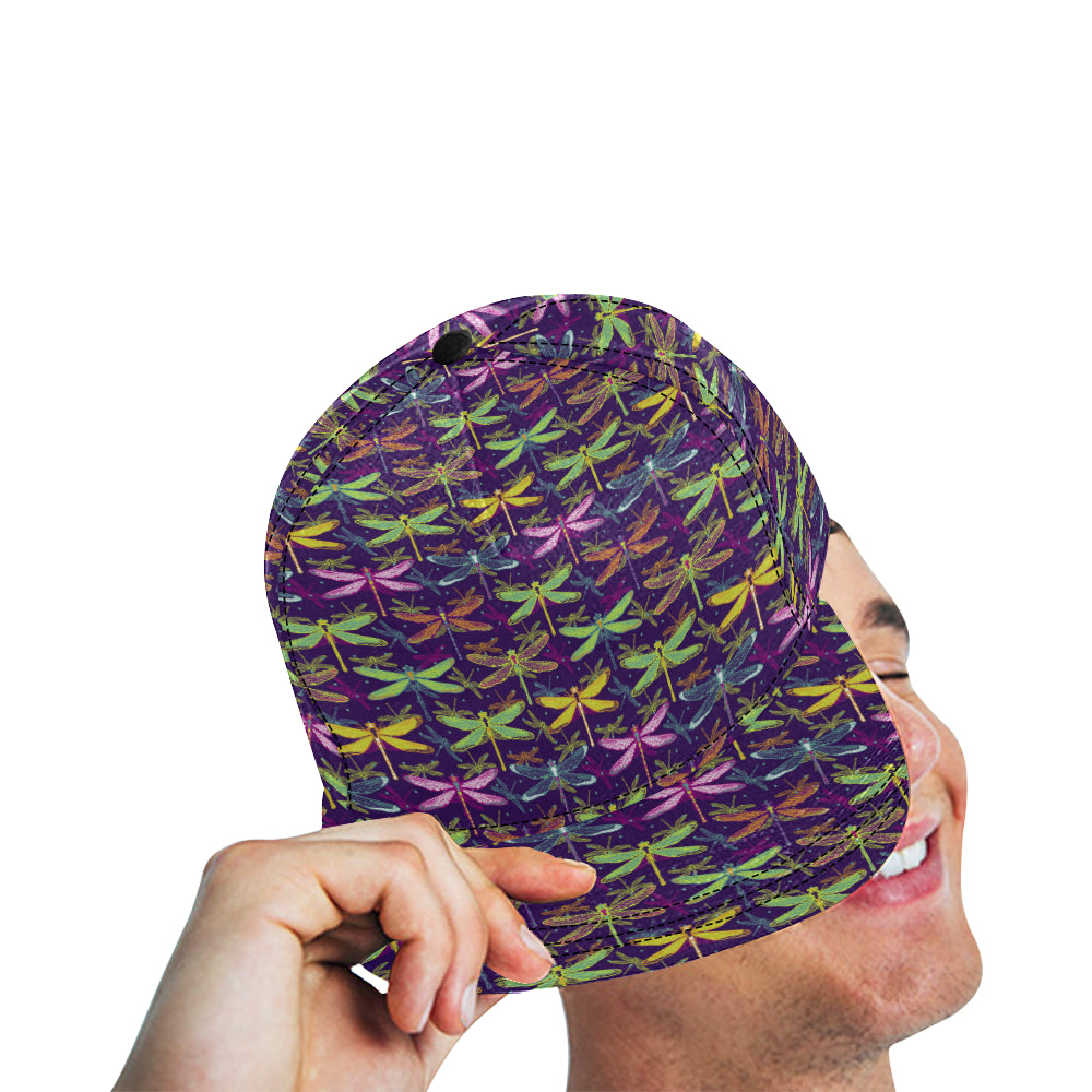 Dragonfly Neon Color Print Pattern Snapback Cap