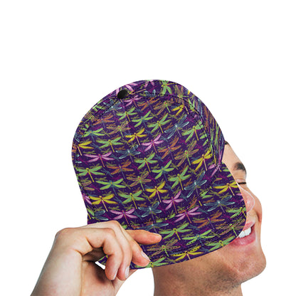 Dragonfly Neon Color Print Pattern Snapback Cap