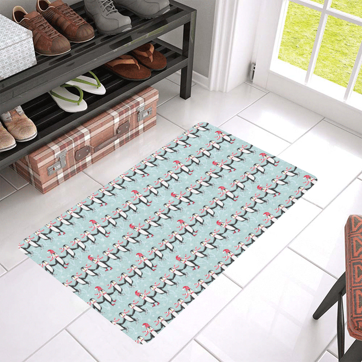 Penguin Sking Design Rubber Doormat