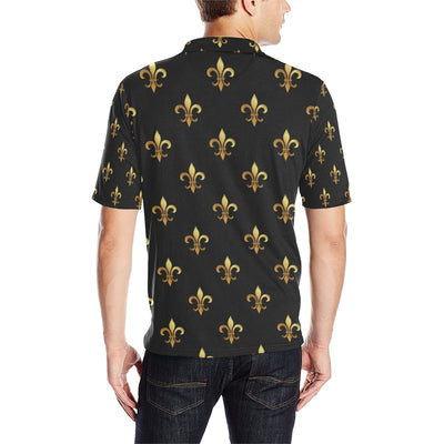 Fleur De Lis Gold Pattern Print Design 03 Men Polo Shirt