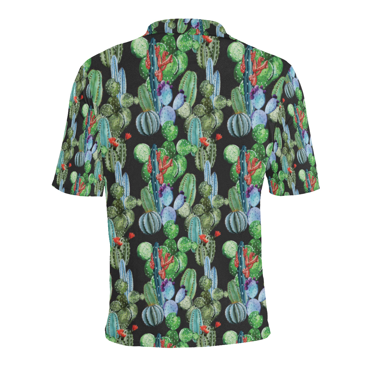Cactus Watercolor Style Print Men Polo Shirt
