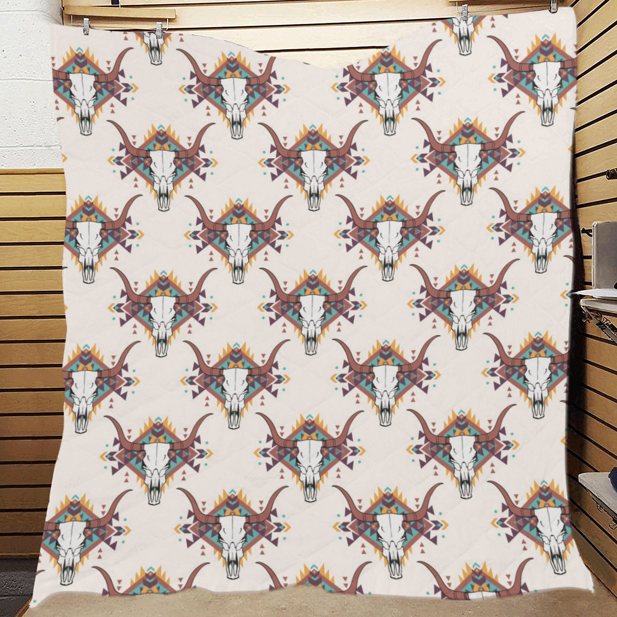 Buffalo Head Pattern Print Design 02 Premium Quilt