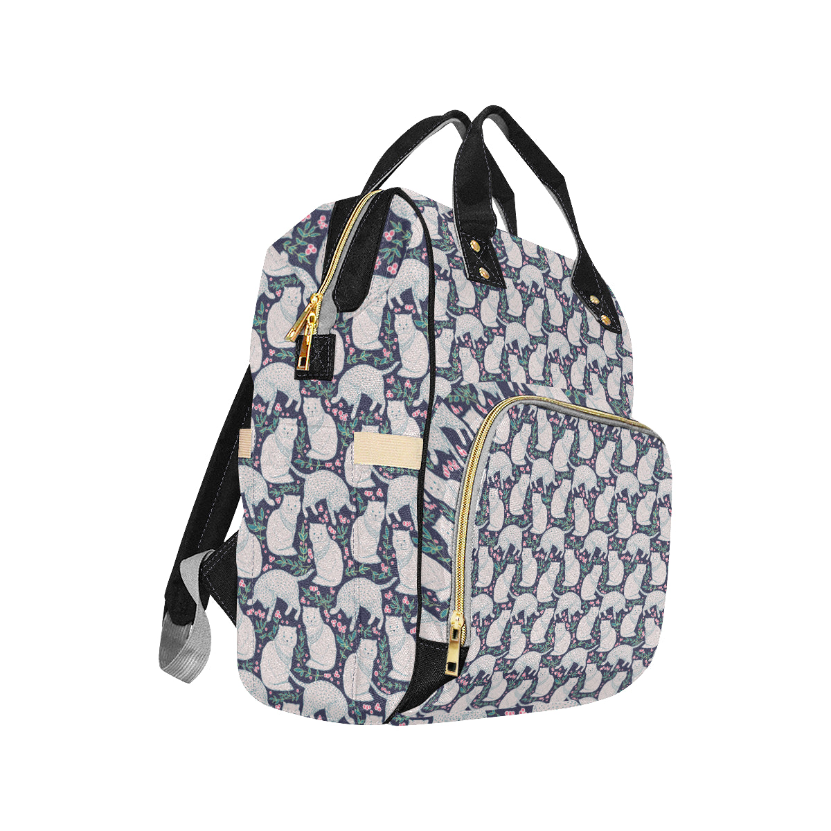 Cat Pattern Print Design 06 Diaper Bag Backpack