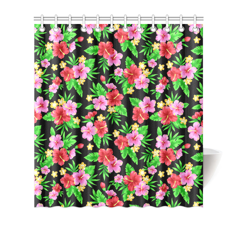 Pink Red Hibiscus Pattern Print Design HB023 Shower Curtain