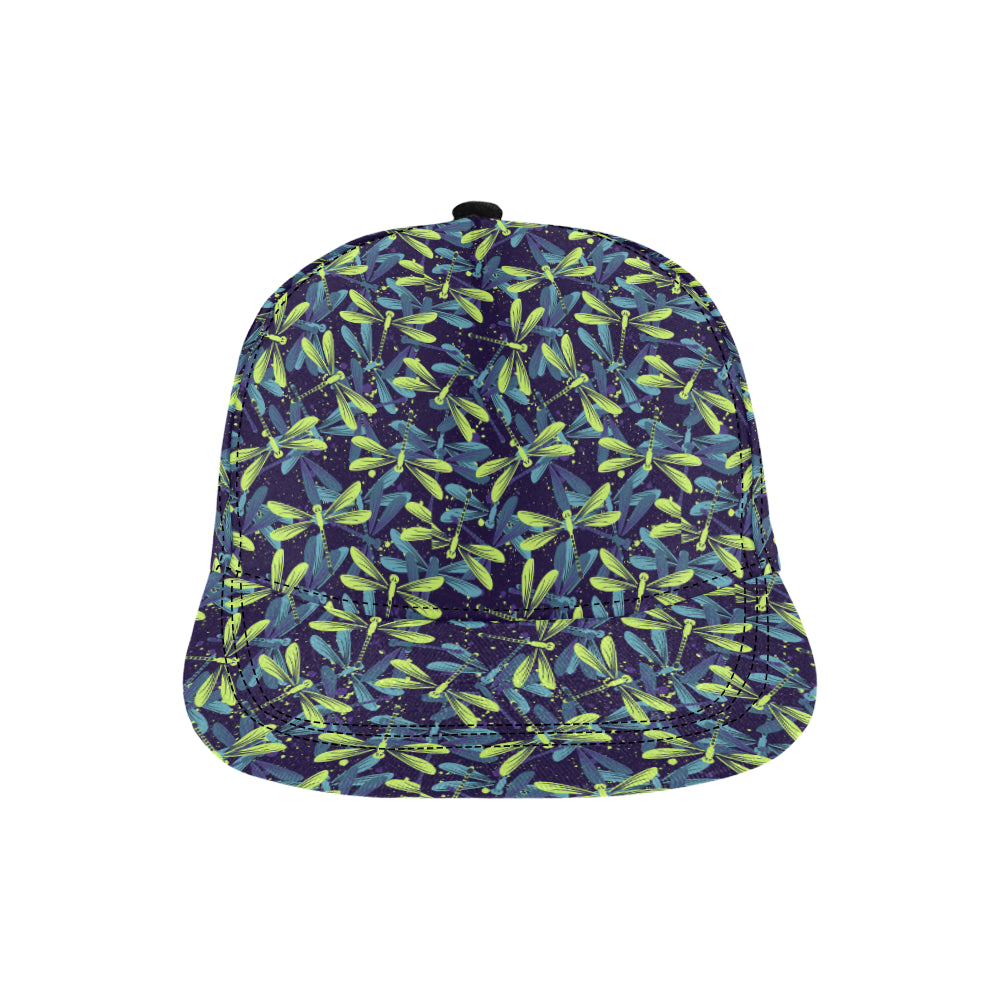 Dragonfly Lime Blue Print Pattern Snapback Cap