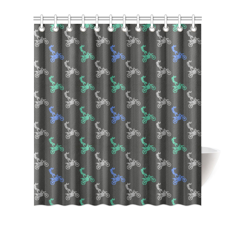 Motocross Pattern Print Design 02 Shower Curtain