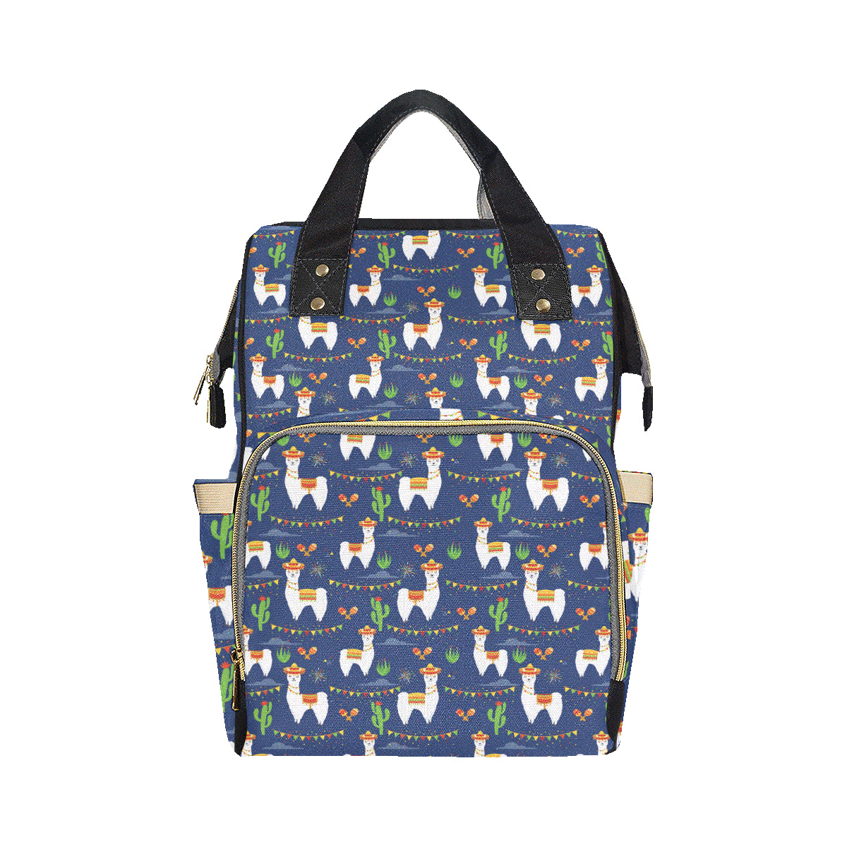 Llama Cactus Pattern Print Design 05 Diaper Bag Backpack