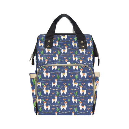 Llama Cactus Pattern Print Design 05 Diaper Bag Backpack