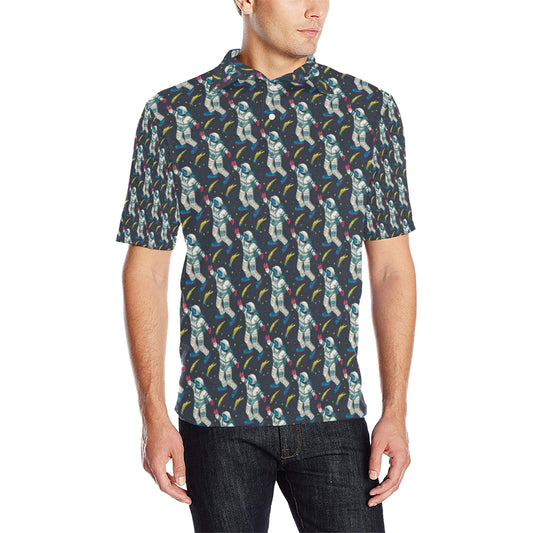Astronaut Pattern Print Design 04 Men Polo Shirt