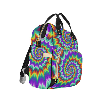Optical illusion Pulsing fiery spirals Diaper Bag Backpack