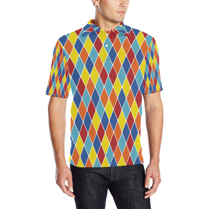 Harlequin Pattern Print Design 01 Men Polo Shirt