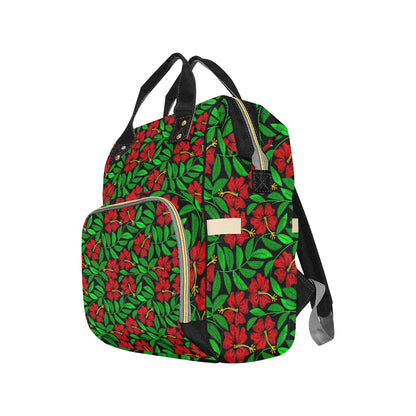 Red Hibiscus Embroidered Pattern Print Design HB03 Diaper Bag Backpack