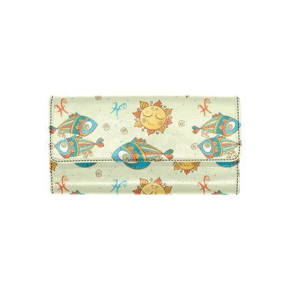 Pisces Pattern Print Design A03 Women's Trifold Wallet