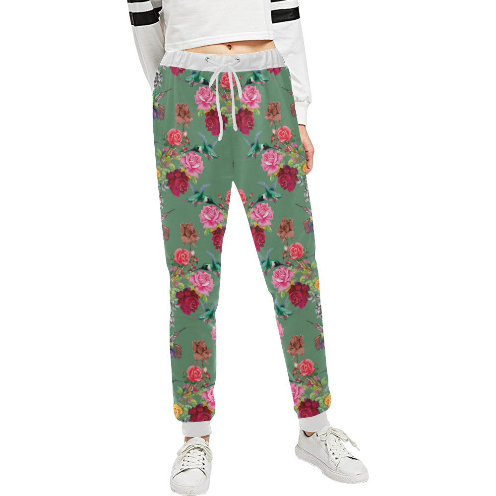 Hummingbird with Rose Themed Print Unisex Sweatpants