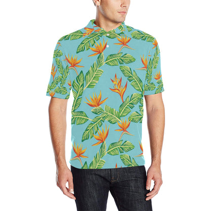 Bird Of Paradise Pattern Print Design BOP04 Men Polo Shirt