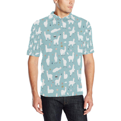 Alpaca Pattern Print Design 02 Men Polo Shirt