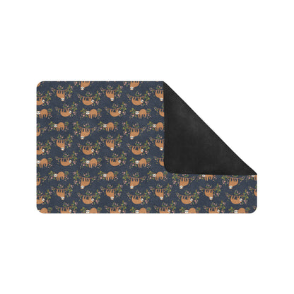 Sloth flower Design Themed Print Rubber Doormat