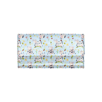 Cow Happy Pattern Print Design 05 Women's Trifold Wallet