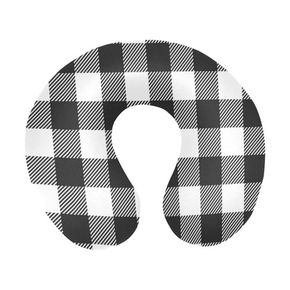 Buffalo check Black white Pattern Print Design 04 U-Shaped Travel Neck Pillow