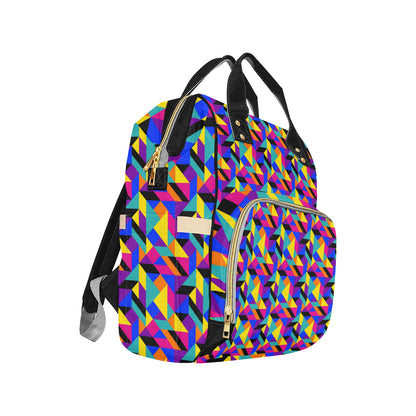 90s Colorful Pattern Print Design 1 Diaper Bag Backpack